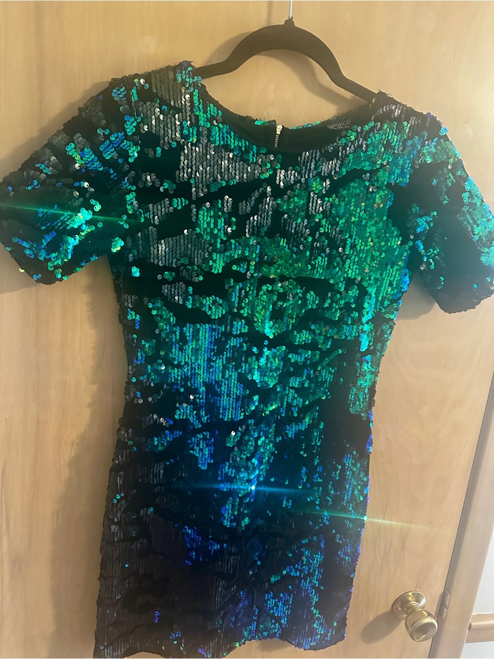 Topshop Green and Blue Sequin Mini Dress